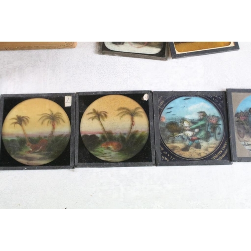 619 - A collection of approx 150 x glass magic lantern slides to include St Nicholas, Tiger & Tub, Wonderf... 