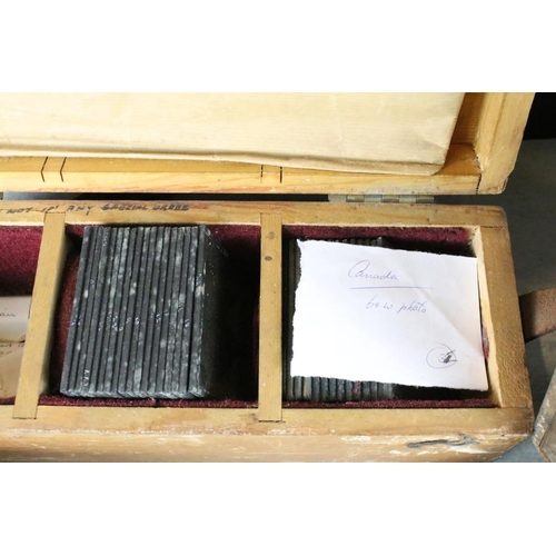 620 - A collection of approx 100 x glass magic lantern slides to include topographical, Canada, ships, Cat... 