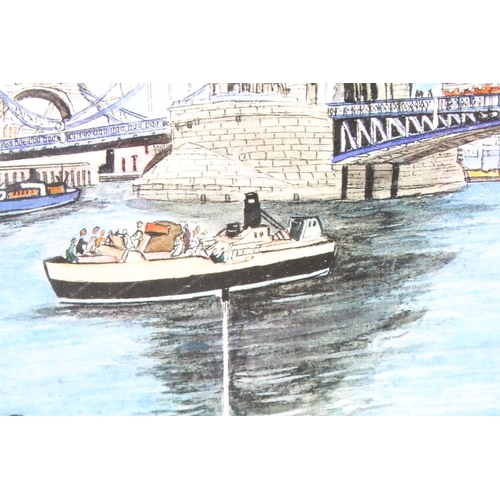 405 - Bernard Lee, a pair of London scenes, Tower Bridge: London, Queen Elizabeth II Dock, colour prints, ... 