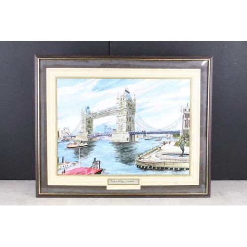 405 - Bernard Lee, a pair of London scenes, Tower Bridge: London, Queen Elizabeth II Dock, colour prints, ... 