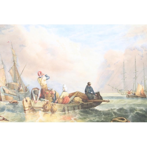 408 - Attributed to Clarkson Stanfield RA (1793 - 1867), sailing boats at sea, watercolour, signed lower l... 