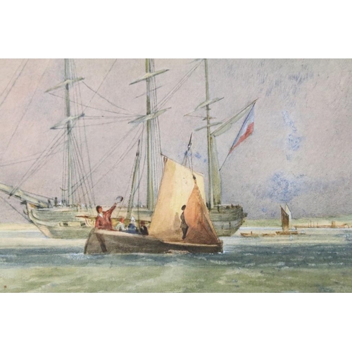 408 - Attributed to Clarkson Stanfield RA (1793 - 1867), sailing boats at sea, watercolour, signed lower l... 