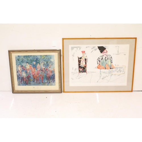 412 - Raoul Dufy, mid 20th century art print titled ‘ Die Rieter in Walde ‘, 49 x 58cm together with Alan ... 