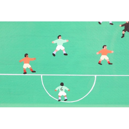 420 - Gordon Barker (b.1960), football match, acrylic, signed lower right, 29 x 39cm, framed and glazed