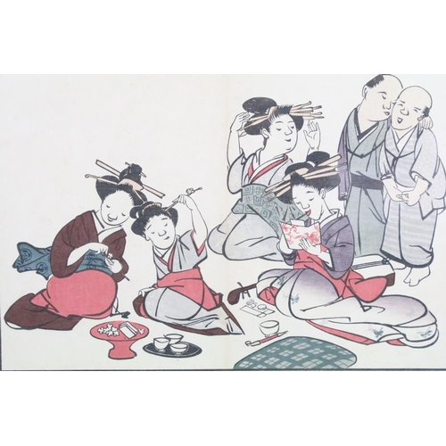 427 - Saito Shuho (1769 - 1859, Japanese Woodblock / Print depicting ‘ Peoples of Osaka ‘, 23cm x 32cm, fr... 