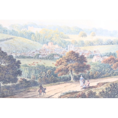 430 - 19th Century English School, landscape scene with figures on a path, watercolour, 18.5 x 27cm, Alan ... 