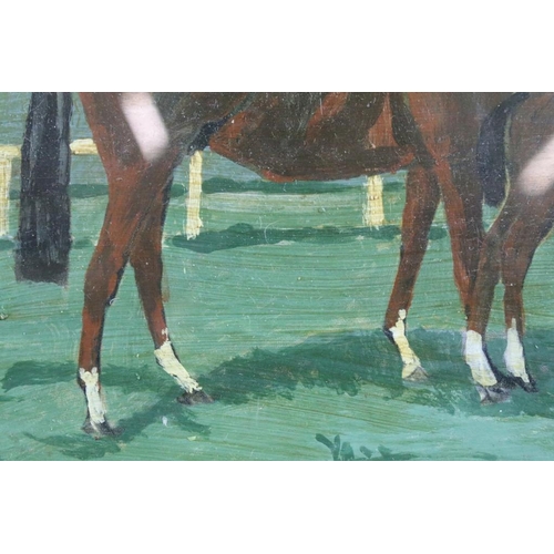 432 - Oil Painting of Mare and Foal, 13.5 x 18.5cm