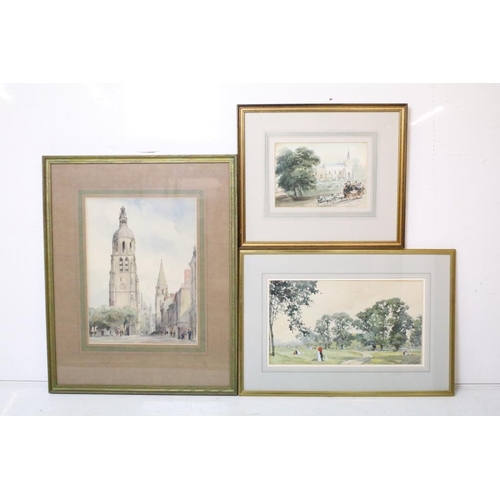 434 - Meyer, figures in the park, watercolour, indistinctly signed lower right, possibly G. J Meyer, indis... 