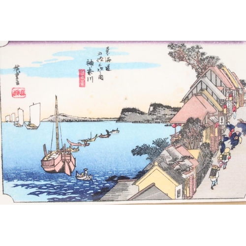 443 - Ando Hiroshige (1797-1858), pair of Japanese woodblock scenes of Kanazawa and Kuwana, each 9 x 14cm,... 