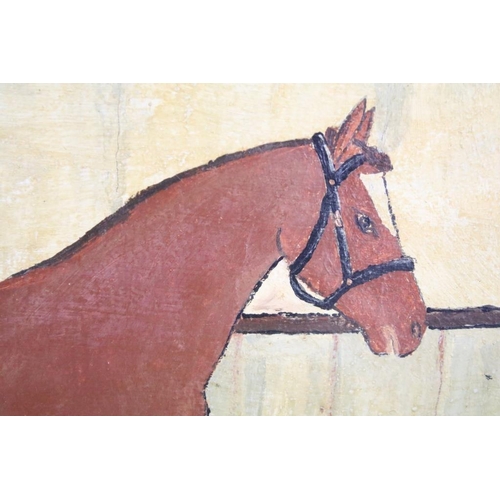 447 - Oil Painting of a Hunter Horse in a stable, 29 x 43.5cm