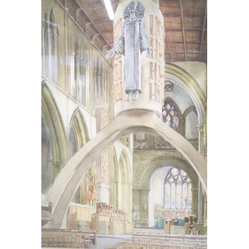 455 - George Dolman (1915 - 2008), Llandaff Cathedral interior, watercolour, 51 x 35cm, George Dolman (191... 