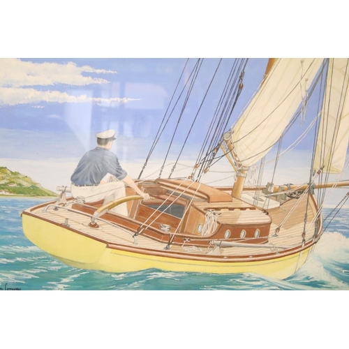 457 - Ian Conway, ' Day sailing in the Estuary ', watercolour, signed lower left, title label verso, frame... 