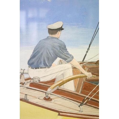 457 - Ian Conway, ' Day sailing in the Estuary ', watercolour, signed lower left, title label verso, frame... 