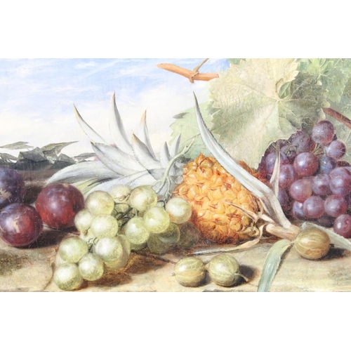 464 - J Tibbits, still life of fruit, oil on canvas, signed lower right and dated 1866, 24 x 34cm, gilt fr... 