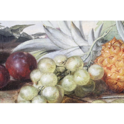 464 - J Tibbits, still life of fruit, oil on canvas, signed lower right and dated 1866, 24 x 34cm, gilt fr... 