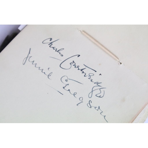 196 - A 1930's autograph book complete with contents to include autographs by Max Miller, jimmy Nervo, Tom... 