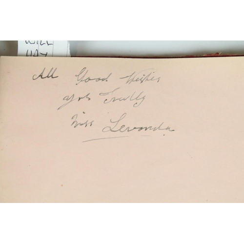 196 - A 1930's autograph book complete with contents to include autographs by Max Miller, jimmy Nervo, Tom... 