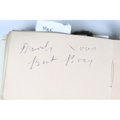 196 - A 1930's autograph book complete with contents to include autographs by Max Miller, jimmy Nervo, Tom... 