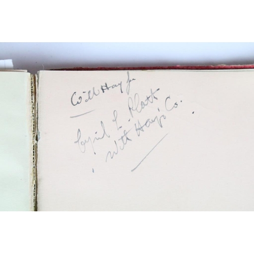 196 - A 1930's autograph book complete with contents to include autographs by Max Miller, jimmy Nervo, Tom... 