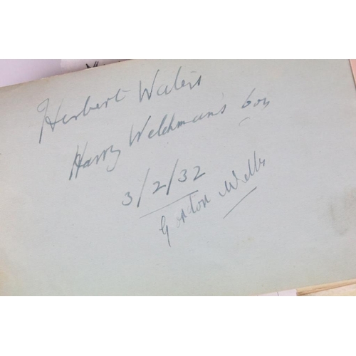 196 - A 1930's autograph book complete with contents to include autographs by Max Miller, jimmy Nervo, Tom... 