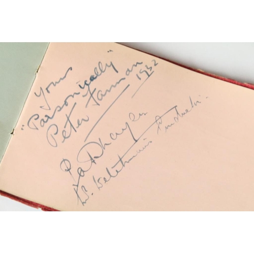 196 - A 1930's autograph book complete with contents to include autographs by Max Miller, jimmy Nervo, Tom... 