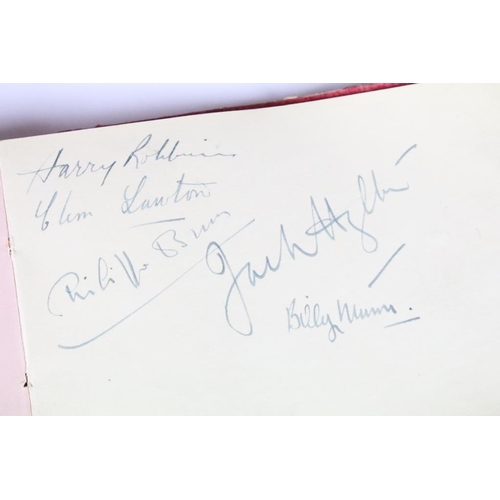 196 - A 1930's autograph book complete with contents to include autographs by Max Miller, jimmy Nervo, Tom... 