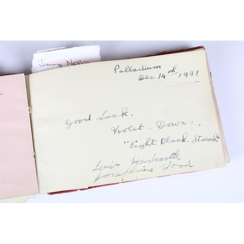 196 - A 1930's autograph book complete with contents to include autographs by Max Miller, jimmy Nervo, Tom... 