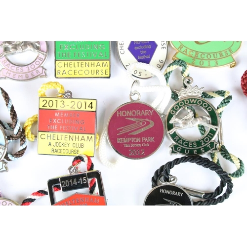 197 - A collection of Horse Racing members badges to include Goodwood and Cheltenham racecourse examples.