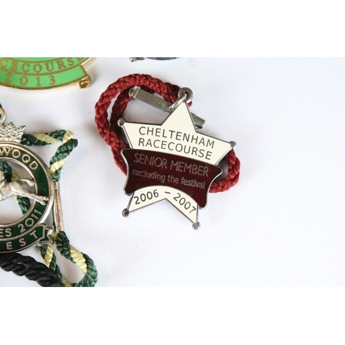 197 - A collection of Horse Racing members badges to include Goodwood and Cheltenham racecourse examples.