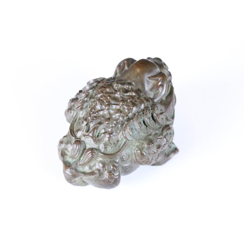 209 - A Chinese lucky Jin Chan ornamental money toad bronze rattling figure.