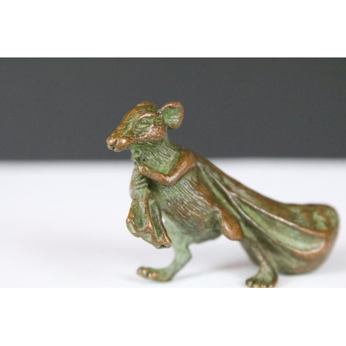 210 - An ornamental Solid brass lucky fortune rat with bag.