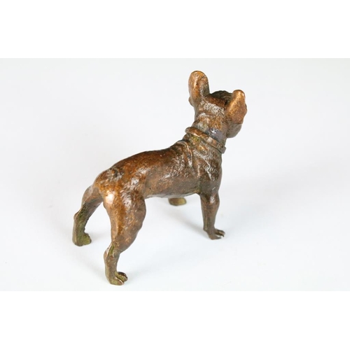 211 - An ornamental bronze figure of a French bulldog, stands approx 6cm in height.