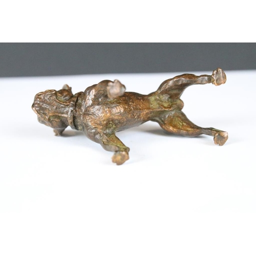 211 - An ornamental bronze figure of a French bulldog, stands approx 6cm in height.