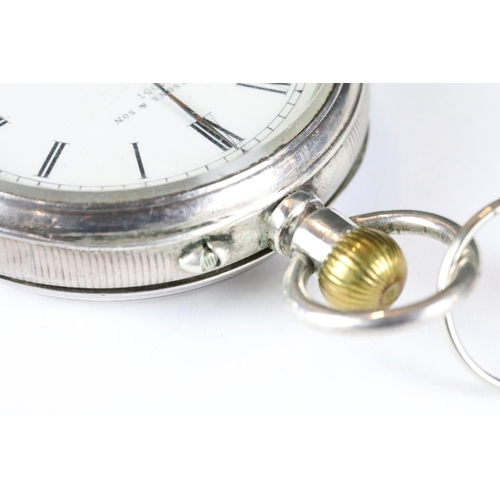 226A - A fully hallmarked sterling silver cased pocket watch complete with silver chunky link albert chain ... 