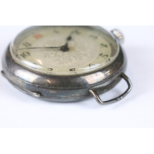 226A - A fully hallmarked sterling silver cased pocket watch complete with silver chunky link albert chain ... 