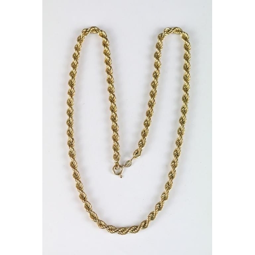 227A - A fully hallmarked 9ct gold rope twist necklace.