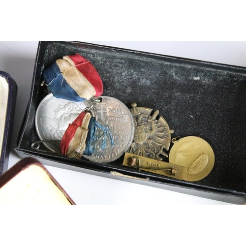 248 - A small group of mixed collectables to include two gold plated pocket watches with albert chains and... 