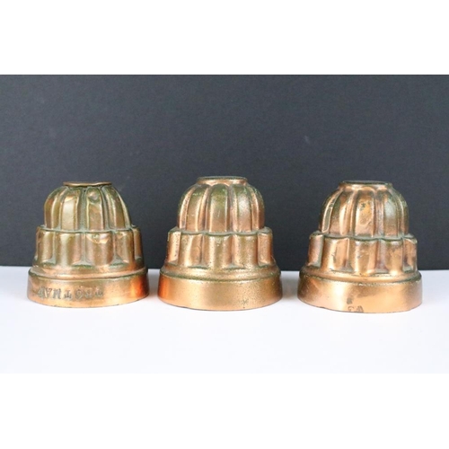 262A - A collection of six antique copper jelly moulds