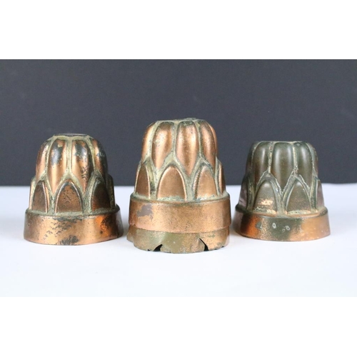 262A - A collection of six antique copper jelly moulds