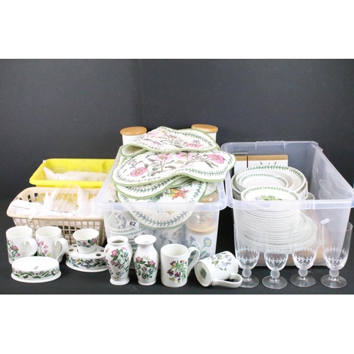 62 - Large collection of Portmeirion ‘ Botanic Garden ‘ items including Plates, Storage Jars, Mugs, Glass... 