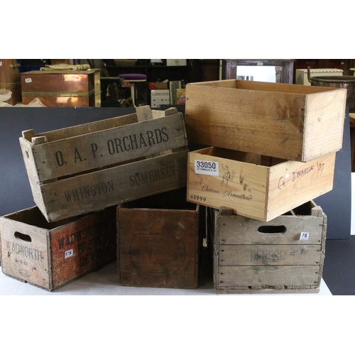 578 - Four Early to Mid century Wooden Bottle Crates including marked Wadworth's plus two Wooden Wine Bott... 