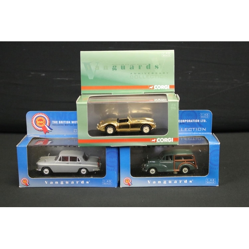 1246 - Nine boxed / cased Vanguards 1:43 scale diecast models to include Anniversary Collection VA 05007, 2... 