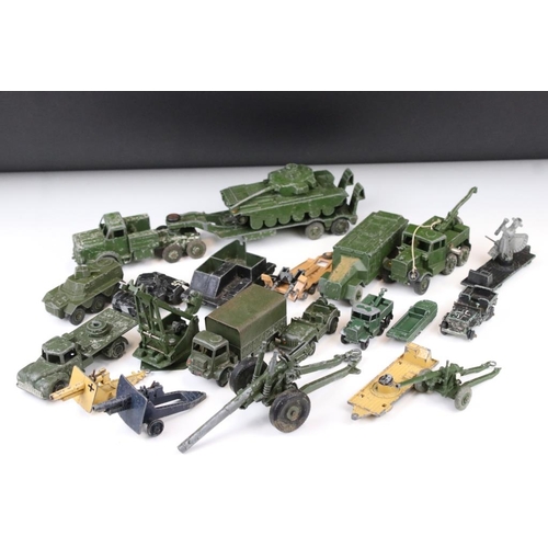 1413 - 22 Mid 20th C play worn military diecast models to include Dinky, Britains, Lone Star, Budgie, Benbr... 