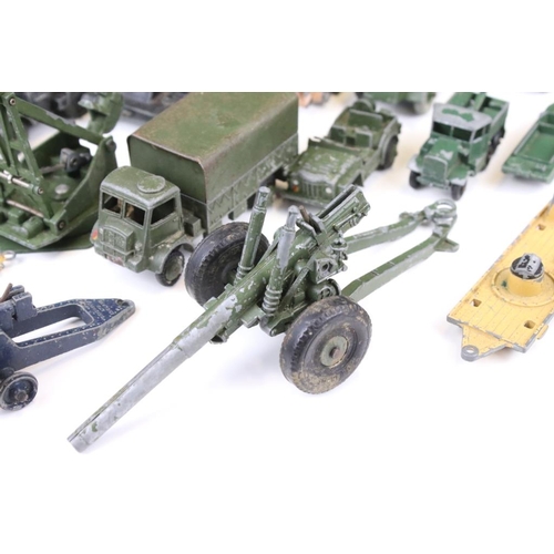 1413 - 22 Mid 20th C play worn military diecast models to include Dinky, Britains, Lone Star, Budgie, Benbr... 