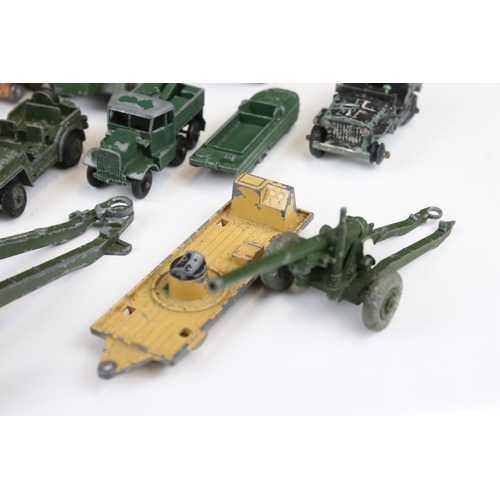 1413 - 22 Mid 20th C play worn military diecast models to include Dinky, Britains, Lone Star, Budgie, Benbr... 