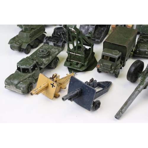 1413 - 22 Mid 20th C play worn military diecast models to include Dinky, Britains, Lone Star, Budgie, Benbr... 