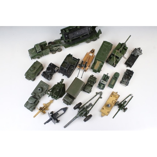 1413 - 22 Mid 20th C play worn military diecast models to include Dinky, Britains, Lone Star, Budgie, Benbr... 