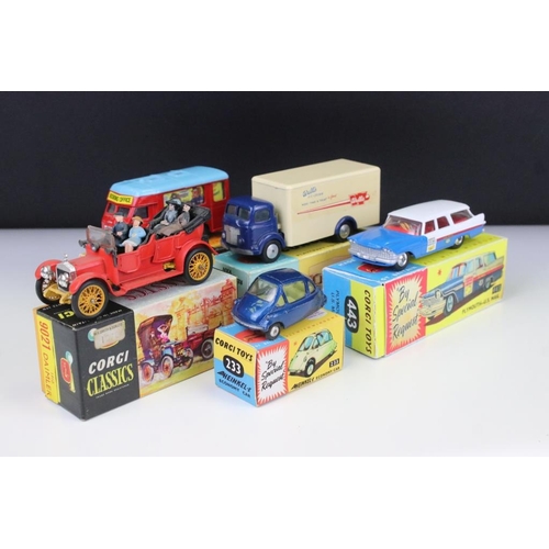 1417 - Four mid 20th C Corgi diecast models contained within reproduction boxes to include 233 Heinkel Econ... 