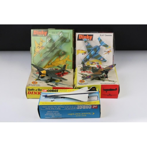 1424 - Five boxed diecast models planes to include 4 x Dinky featuring 721 Junkers JU 87B Stuka (diecast vg... 