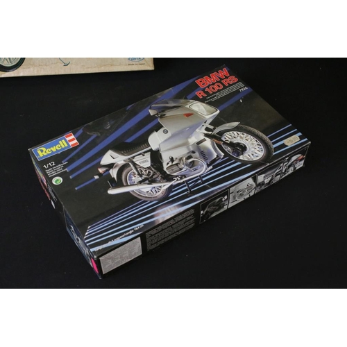 156 - Five boxed & unbuilt plastic model kits to include Hales 1/12 BMW R100 RS (grubby box), 2 x Amt ERTL... 